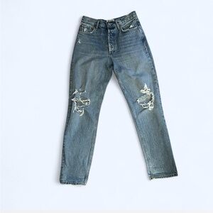 Agolde Women's Ripped/Distressed High-Waisted Button Fly Blue Jeans